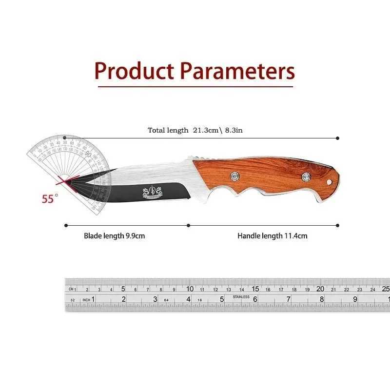 Portable camping survival knife small straight knife with sharp edges outdoor knife handmade meat knife (including knife cover) W240918