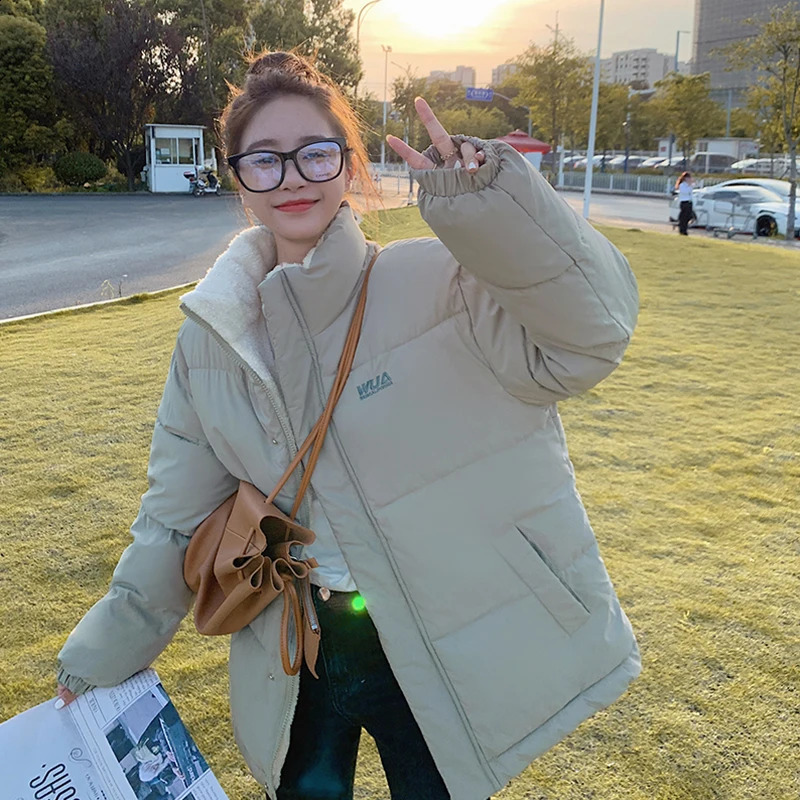 Womens Khaki Reversible Down Jackets Winter Baggy Comfortable Coat Thickening Warm Female Puffer Cotton Padded Jacket Outwear 240913