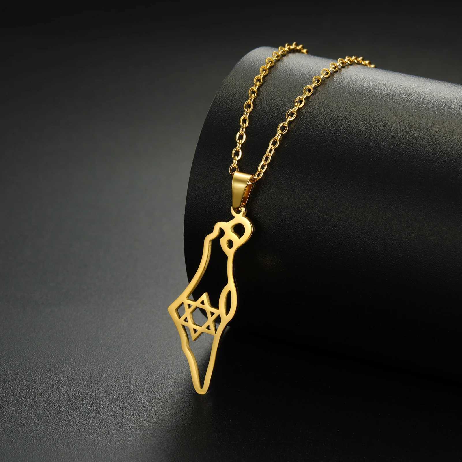 Teamer Israel Map Star David Pendant Necklace Mens Je Stainless Steel Necklace Ethnic State Jewelry Wholesale W250318