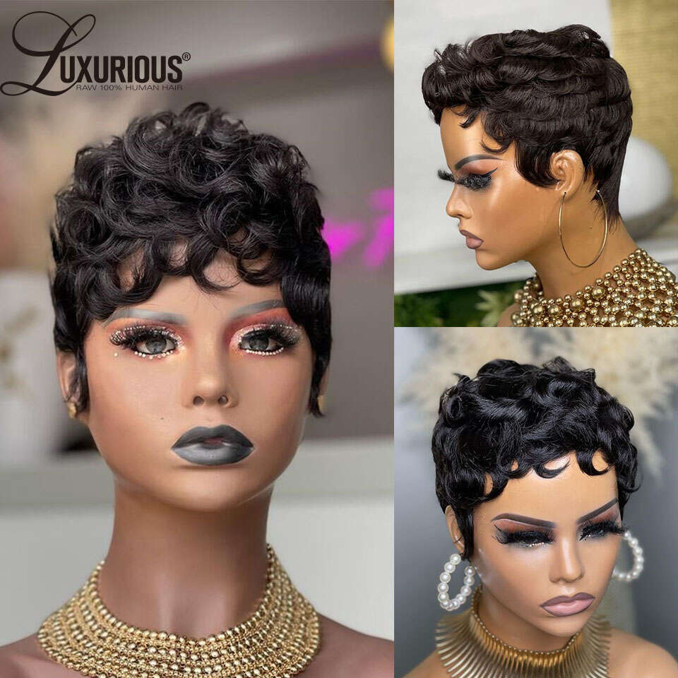 Deep Wave 613 Honey Blonde Short E Cut For Black Women Full Hine Made Curly Wigs Ginger Wig Human Hair