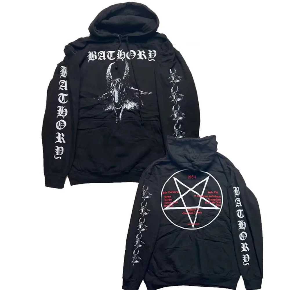 Black Heavy Metal Band Bathory Hoody Tops Mens Hoodies Hooded Y2k Vintage Hip Hop Streetwear Hoodie Oversized Zip-up Hoody CoatsX240918