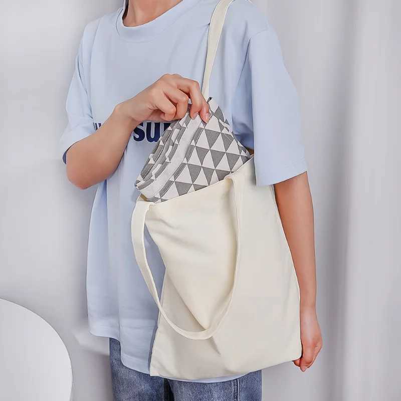Casual Canvas Bag Large Capacity Shoulder Bags Shopper Fashion EcoTote Cotton Cloth Reusable DIY Linen Handbags for Women Man Z250224-1