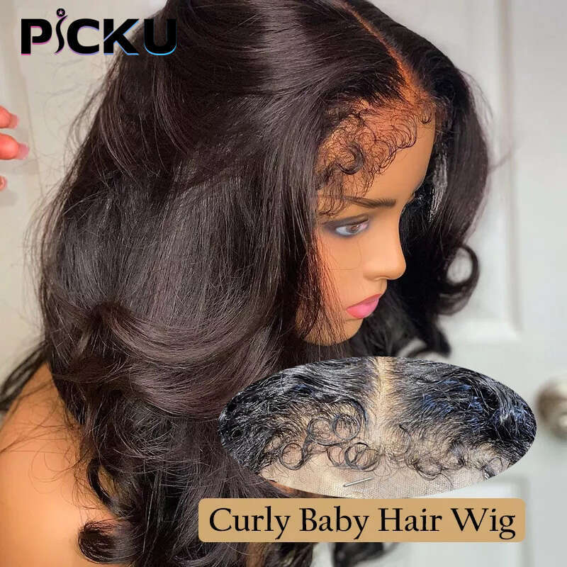 Body Wave 13X6 Front Human Wigs For Black Women Perplucked With Curly Baby Hair 180% Weave Lace Closure Virgin Wig