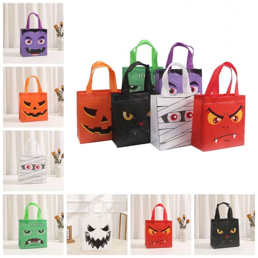 2025 new or packaging trick halloweens candy pumpkin loot nonwoven treat bags bat cat ghost kids gifts bag party favor halloween zhanyishengli