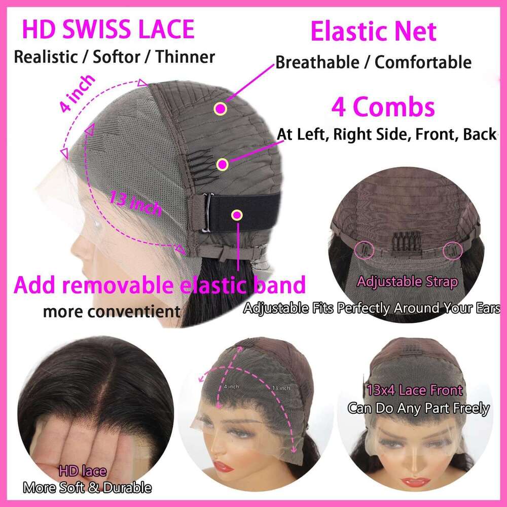 Glueless Bob Wig HD Lace Front Pre Plucked 13X4 Wear And Go Closure Wigs Human 180% Density With Baby Hair