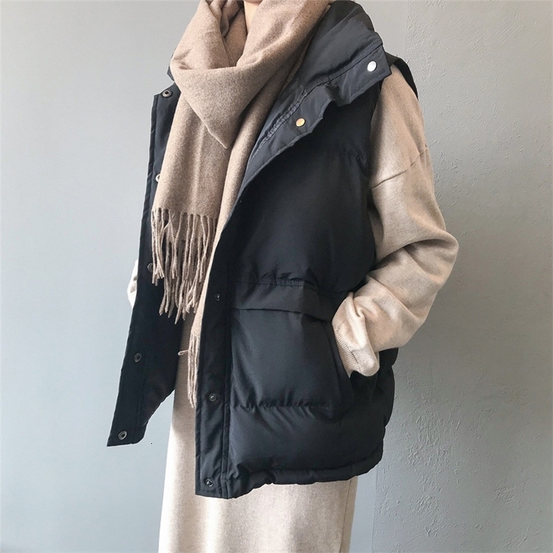 Autumn Winter Elegant Cotton Warm Vest Female Students Streetwear Korean Loose Sleeveless Parkas Vest Women 240911