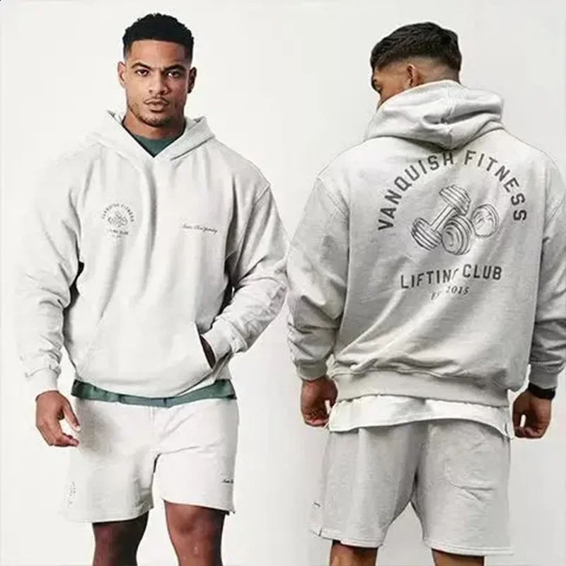 Gym Running Training Bodybuilding Men Clothes Autumn Winter Loose Oversized Cotton Pullover Joggers Sweatshirt Hoodie Sportswear 240910