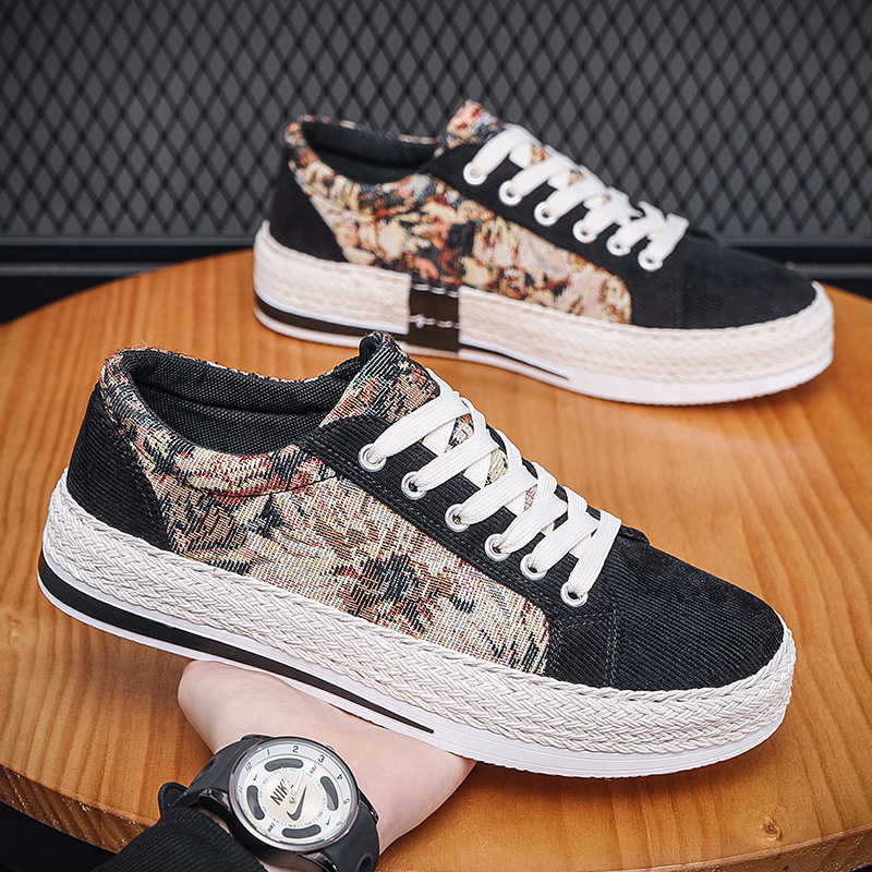 Breathable Canvas Men's Casual Shoes: Trendy 2024 Soft Sole Chinese Fashion Comfort f664