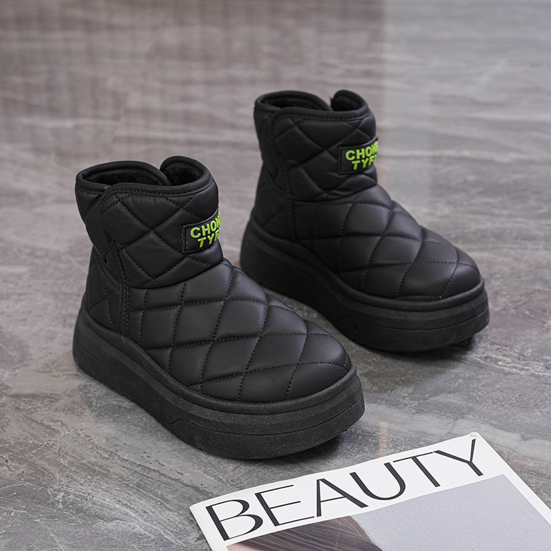 Women's winter warm and fluffy snow 2024 new with fur integrated sleeve short boots 9085