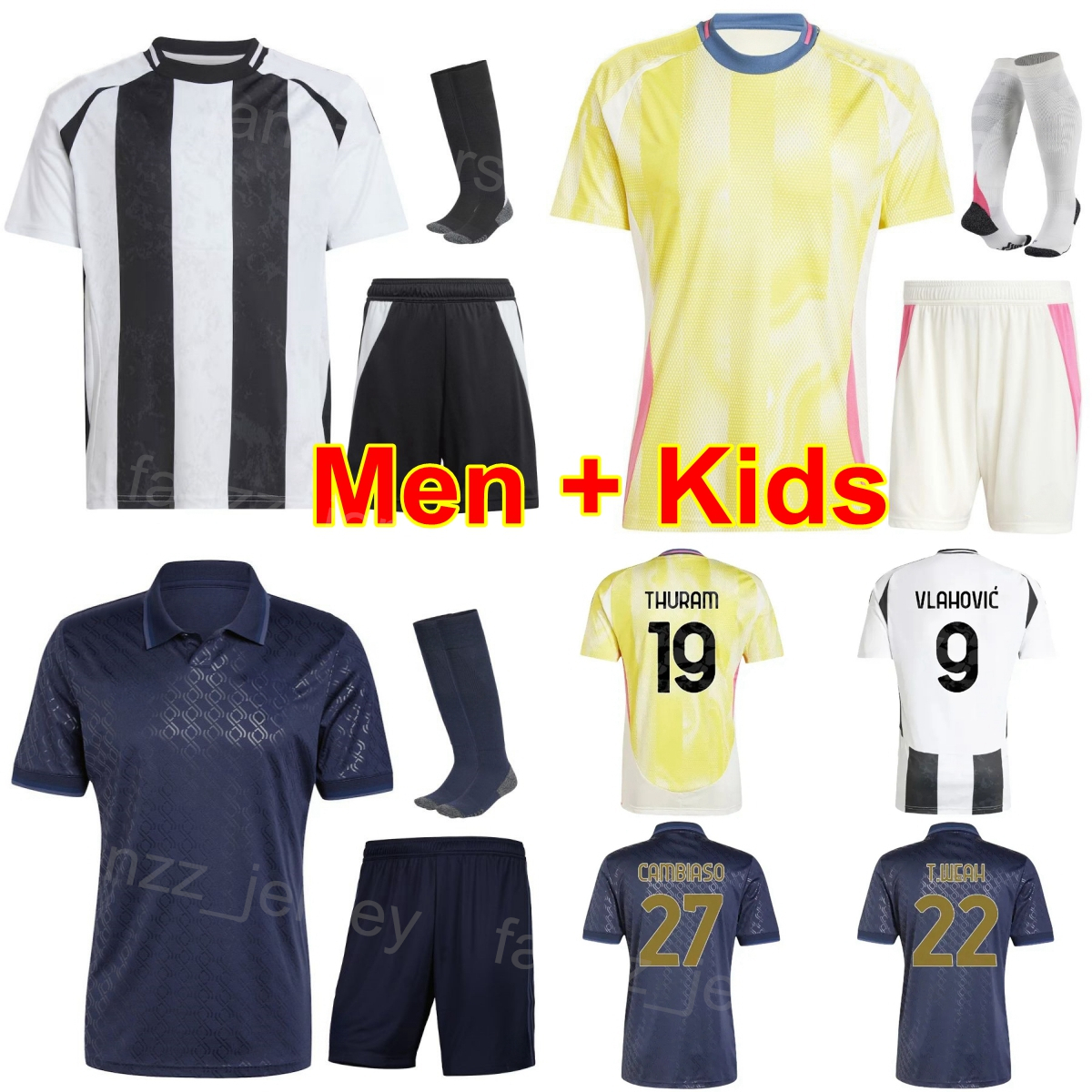 Club Men Kids 27 CAMBIASO Soccer Jerseys 2024-25 37 SAVONA 32 CABAL 22 WEAH 26 LUIZ 5 LOCATELLI 3 BREMER 9 VLAHOVIC 10 YILDIZ 51 MBANGULA Football Shirt Kits YouWen