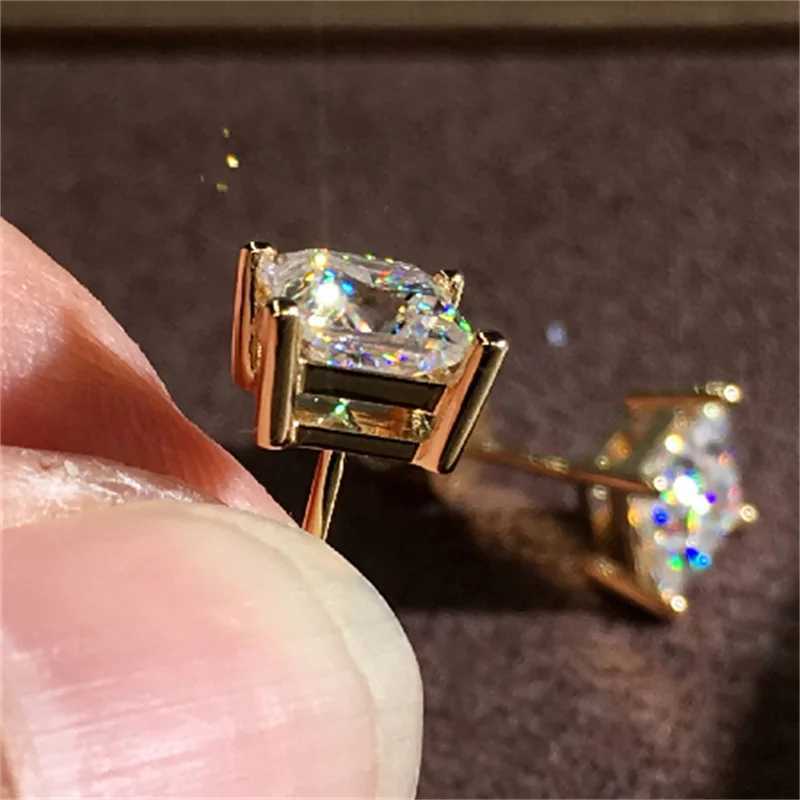 4/5/6/7/8MM Square Stud Earrings for Women Men Silver Gold Color Princess Cut Zircon Ear Bone Studs Daily Party Jewelry XJ250718