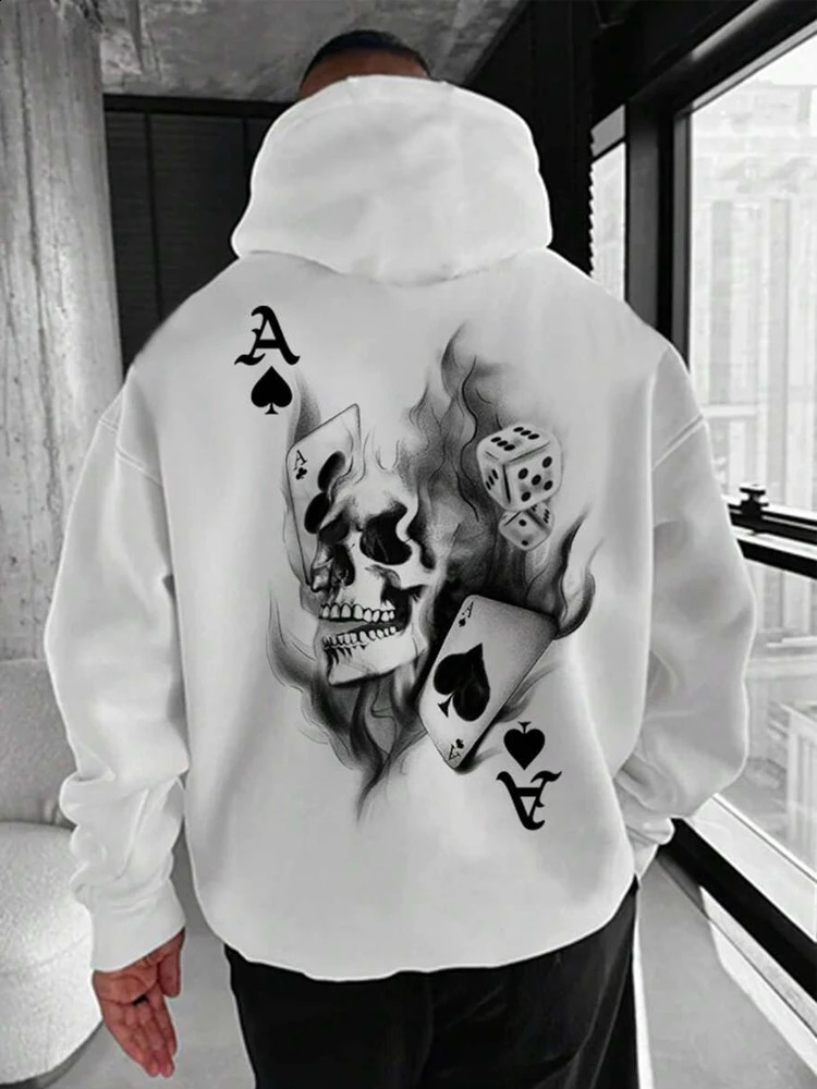 Long sleeved casual printed mens hooded sweater wool warm mens sweater loose Y2K street fashion zipper clothing 240918