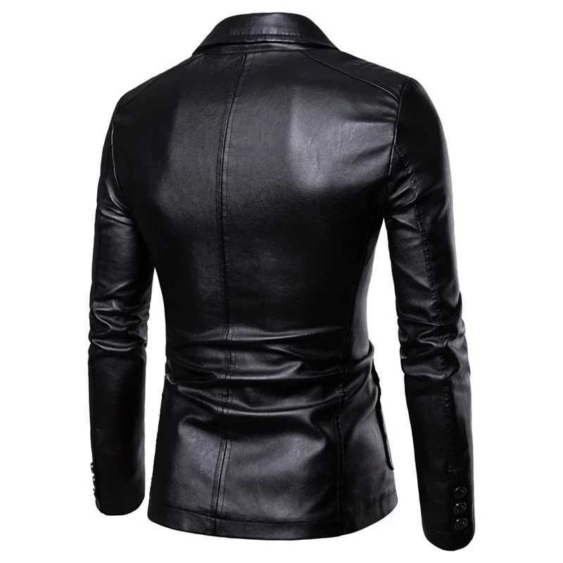 New Mens 2024 Spring/Summer Fashion Collar Leather Jacket Set/Mens Business Casual Pu Jacket W240918