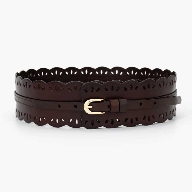 Belts Womens Belt Elegant Wide Solid Color Burgundy Belt Womens Belt J240913