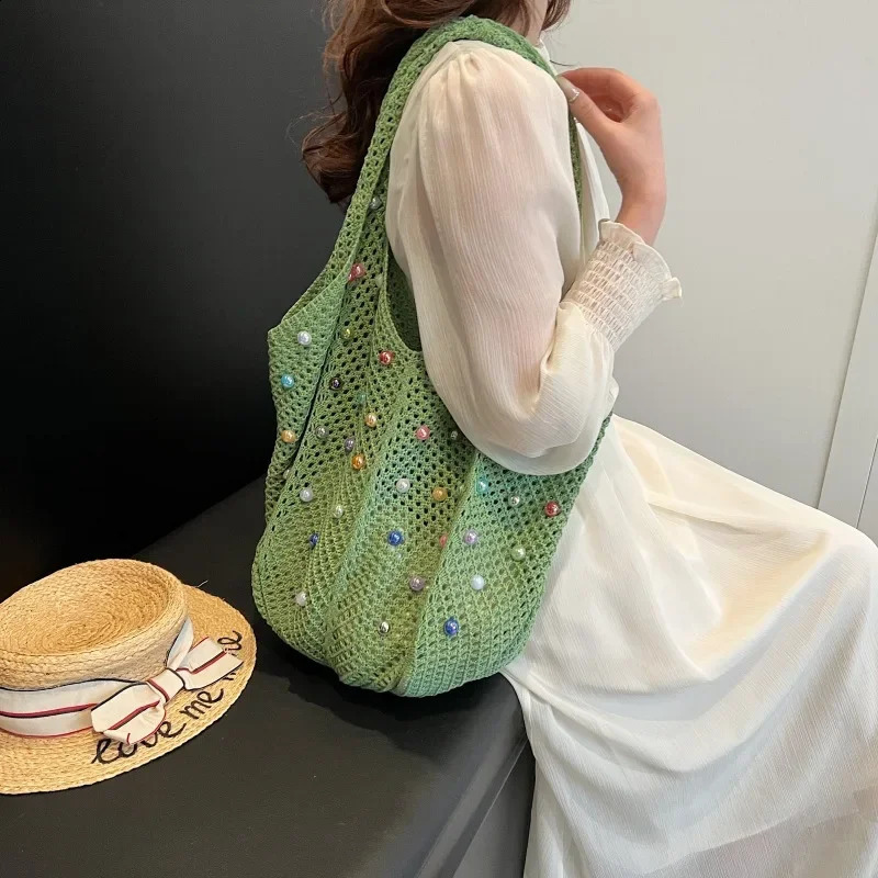 Fashionable Young Womens Shoulder Bag Summer Casual Resort Style Beach Woven Handbag Bolsas Para Mujeres 240909