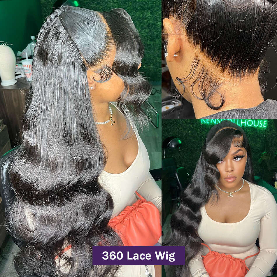 Rosabeauty 30 40 Inch 360 Front Human Hair Pre Plucked Brazilian 200% Bleached Knots Lace Frontal Wig Ponytail Wigs