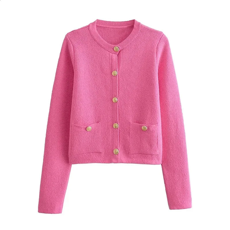 Laxsesu Knitted Womens Open Knitted Sweater Fashion Pocket Long Sleeve Sweater Autumn Single Chest Elastic Womens Top Coat 240914