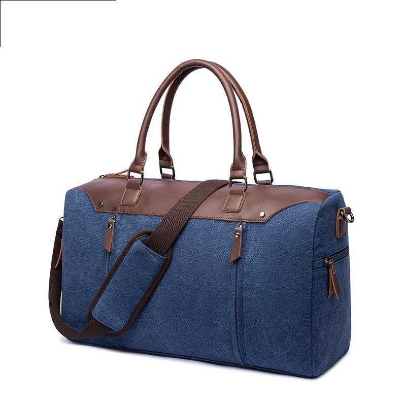 Korean version portable canvas bag, solid color casual luggage bag, suitable men women, travel bag, single shoulder crossbody bag 240915