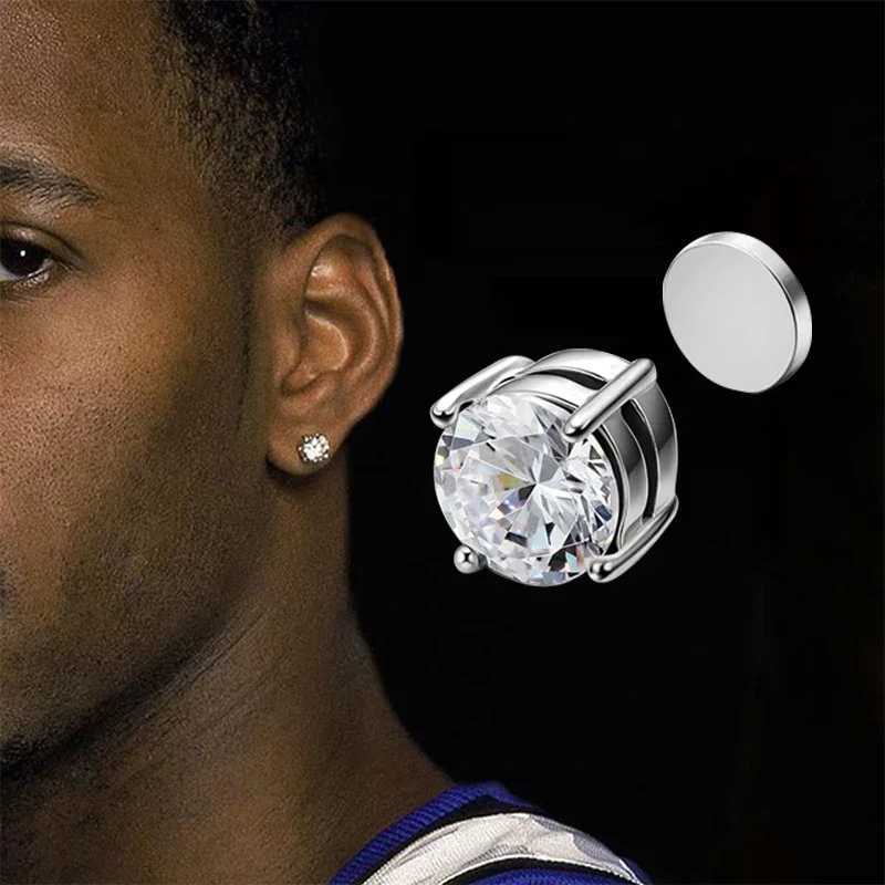 3 Pairs Crystal Strong Magnetic Ear Stud Clip Earrings for Men and Women Punk Round Zircon Magnetic Earrings Non-Piercing Jewelry XJ250718