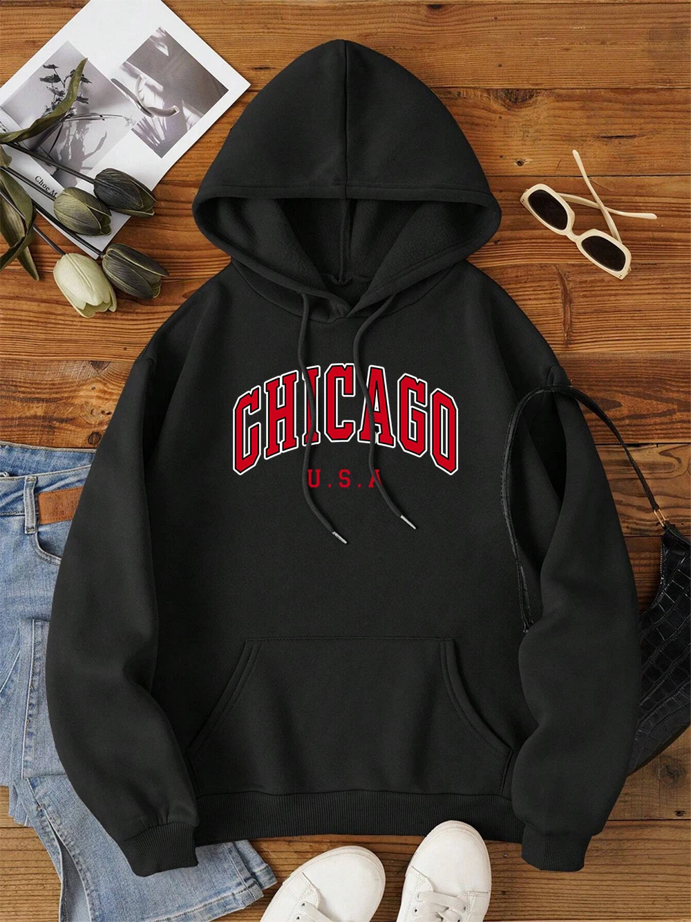Chicago Usa City Letter Graphic Men Women Clothing Autumn Fleece Streetwear Pattern Loose Sweatshirt Warm Couple Hoodies 240915