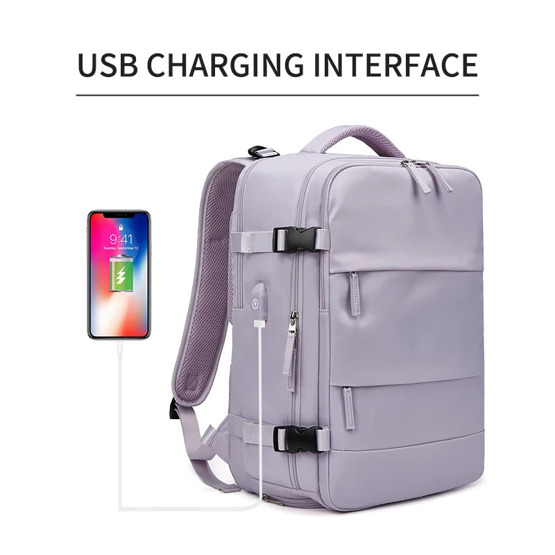 Women Laptop 15.6Inch Teenage Girl USB Charging School Independent Shoe Bag Travel Backpack