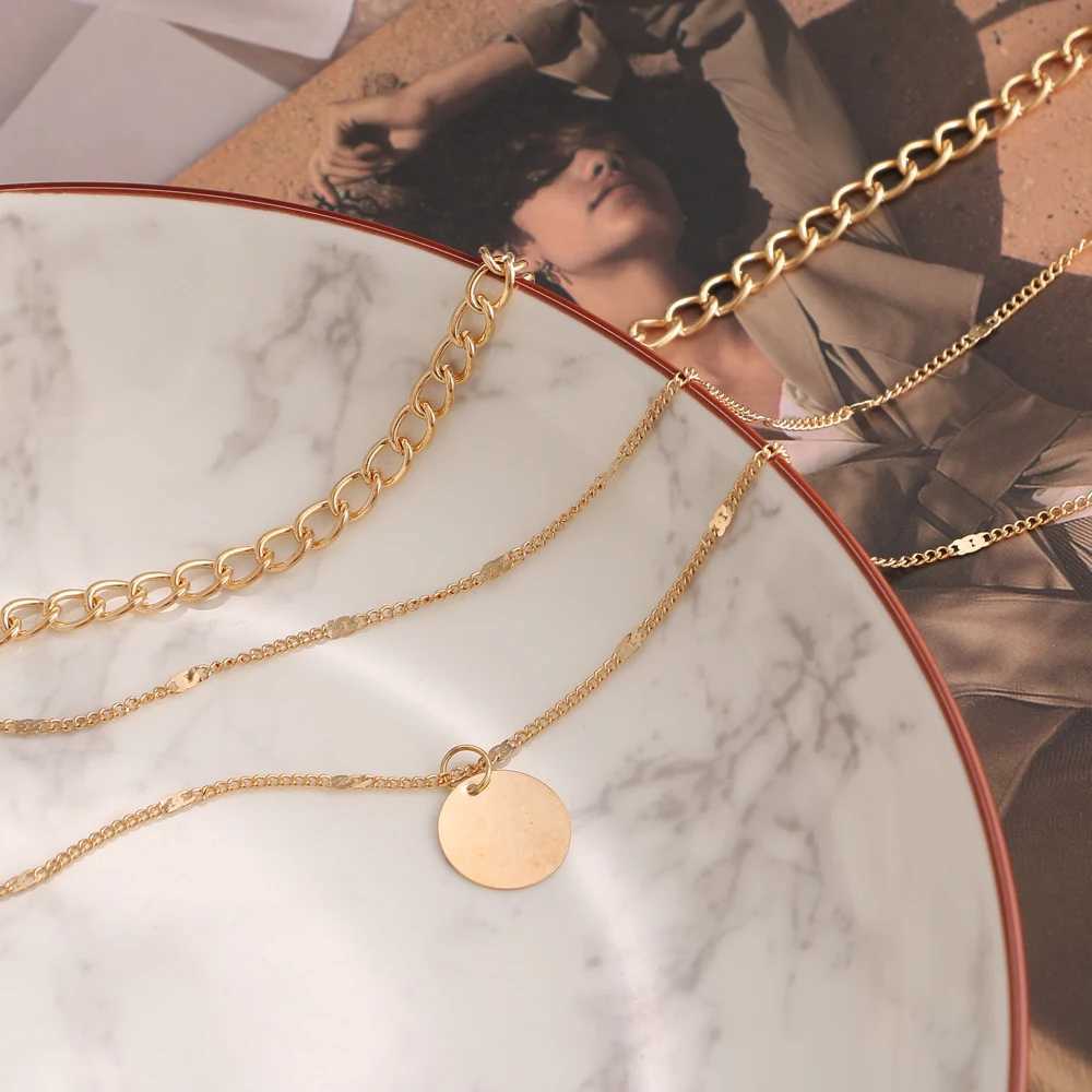 Vintage pendant necklace womens gold chain multi-layer Bohemian coin necklace womens Collier necklace jewelry W240918