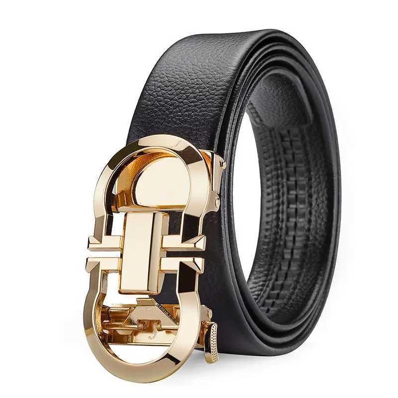 Belts A formal mens waist belt made from Cowhide alloy automatic buckle trend and Versatile decorative set mens business waist belt J240913