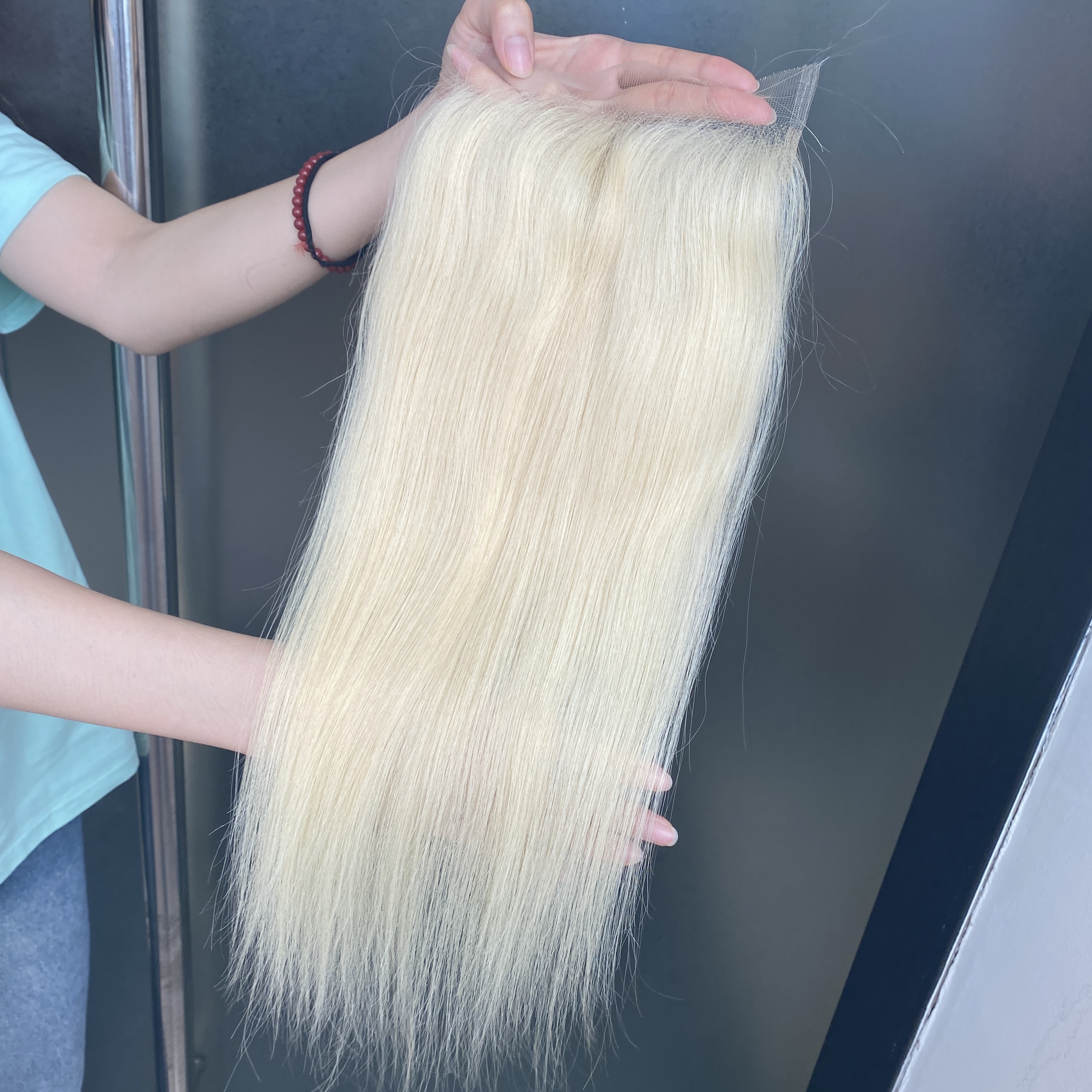 100% Raw Virgin Remy Human Hair 613 Blond Straight Body Wave 6x6 HD Lace Closure 2 Pieces