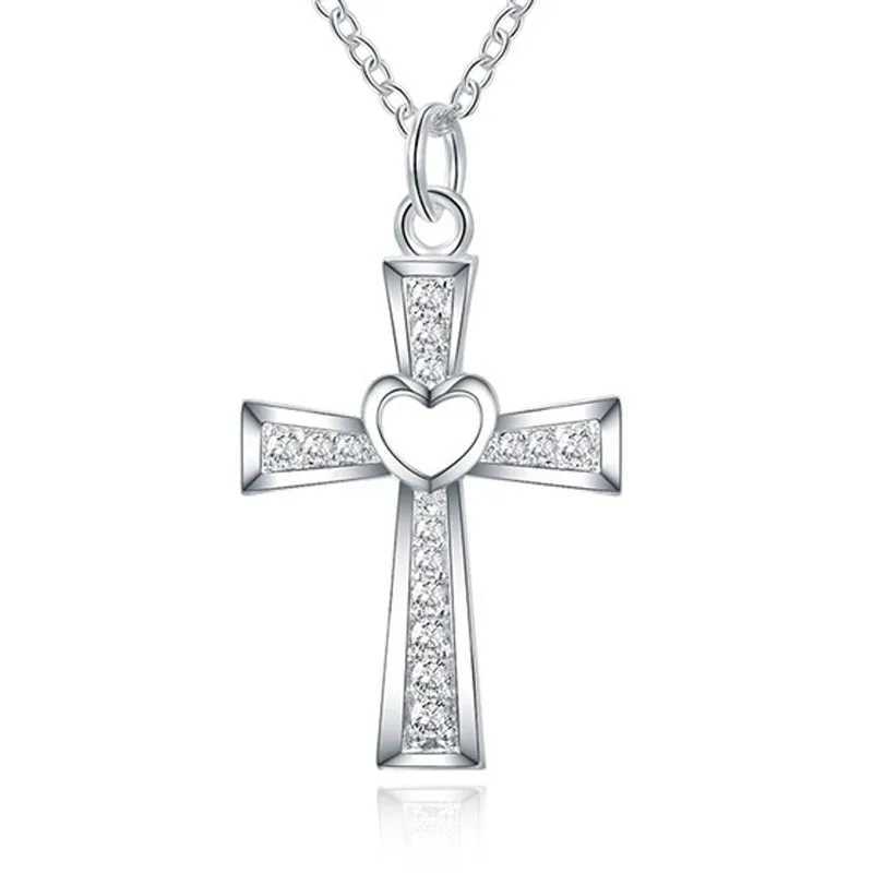 Promotion 925 sterling silver beautiful fashionable elegant and charming crystal cross pendant CZ zircon beautiful necklace jewelry W240918