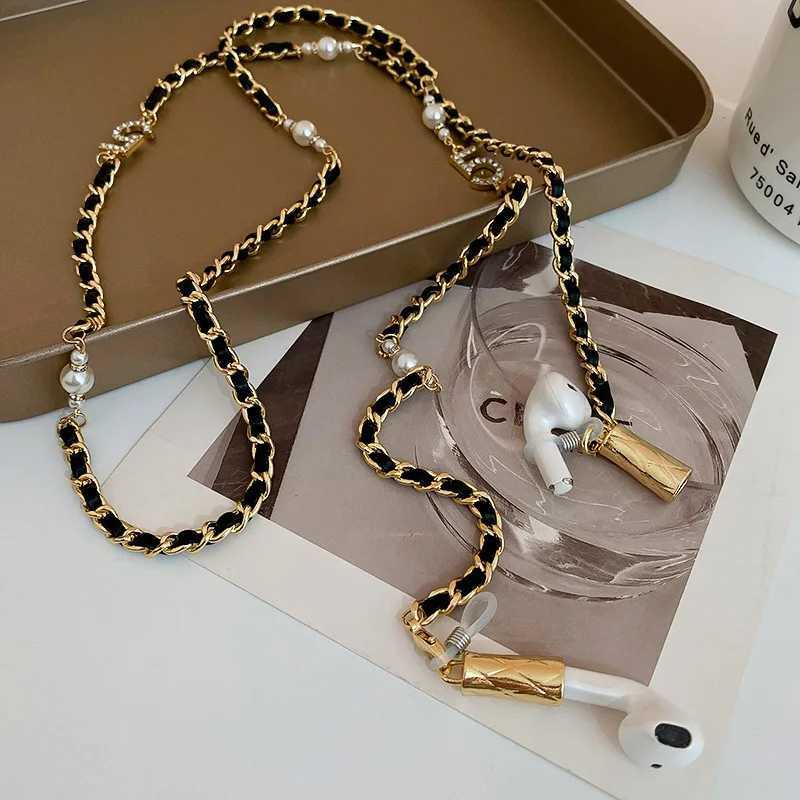 Belts Fashionable PU twisted long chain necklace suitable for women classic pearl lamination can accommodate the head J240913