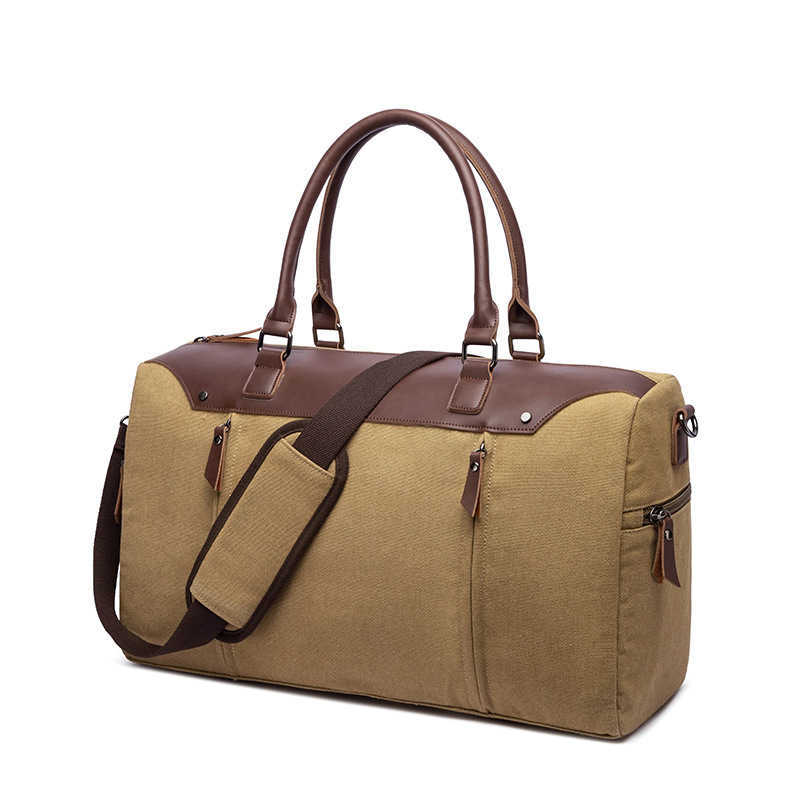 Korean version portable canvas bag, solid color casual luggage bag, suitable men women, travel bag, single shoulder crossbody bag 240915