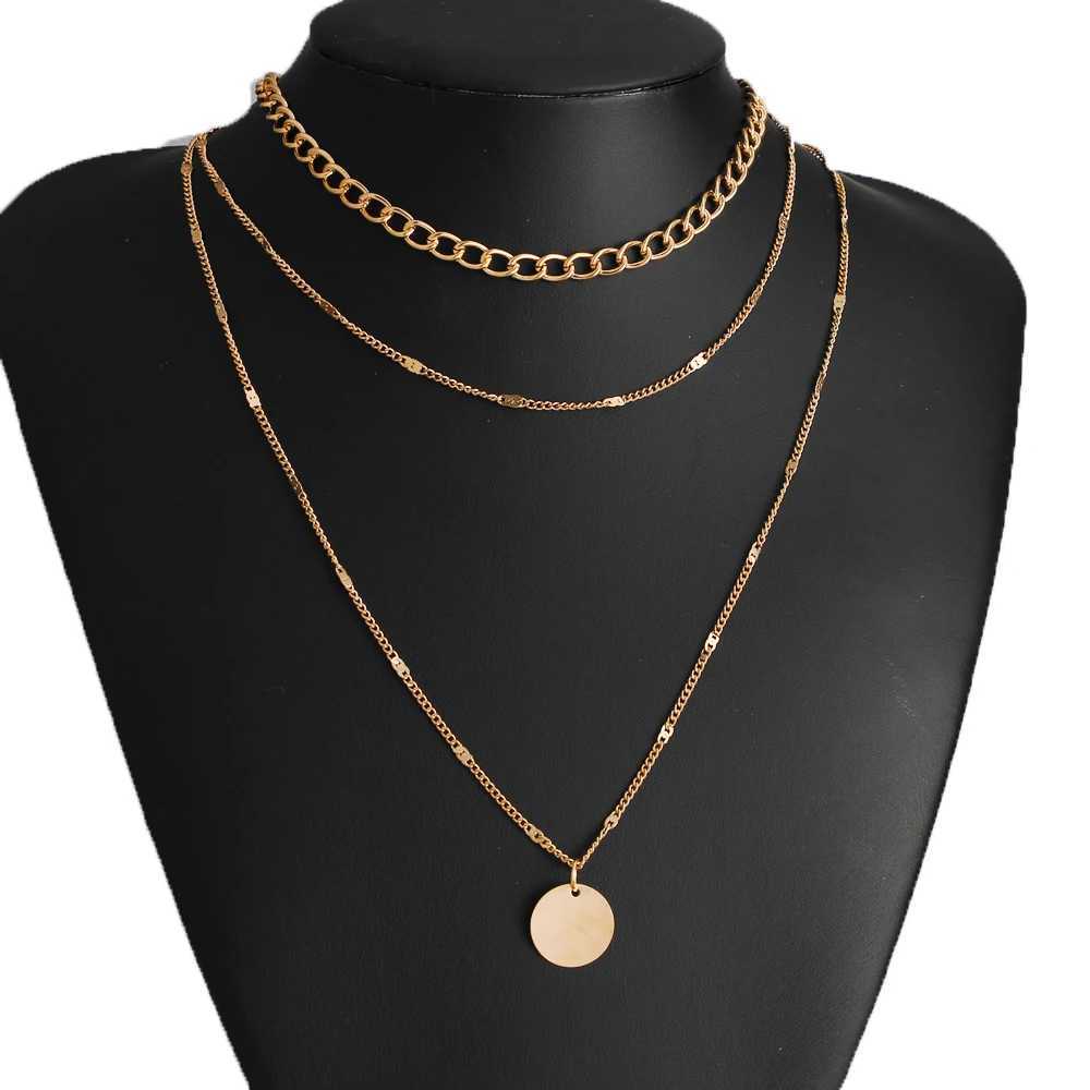Vintage pendant necklace womens gold chain multi-layer Bohemian coin necklace womens Collier necklace jewelry W240918