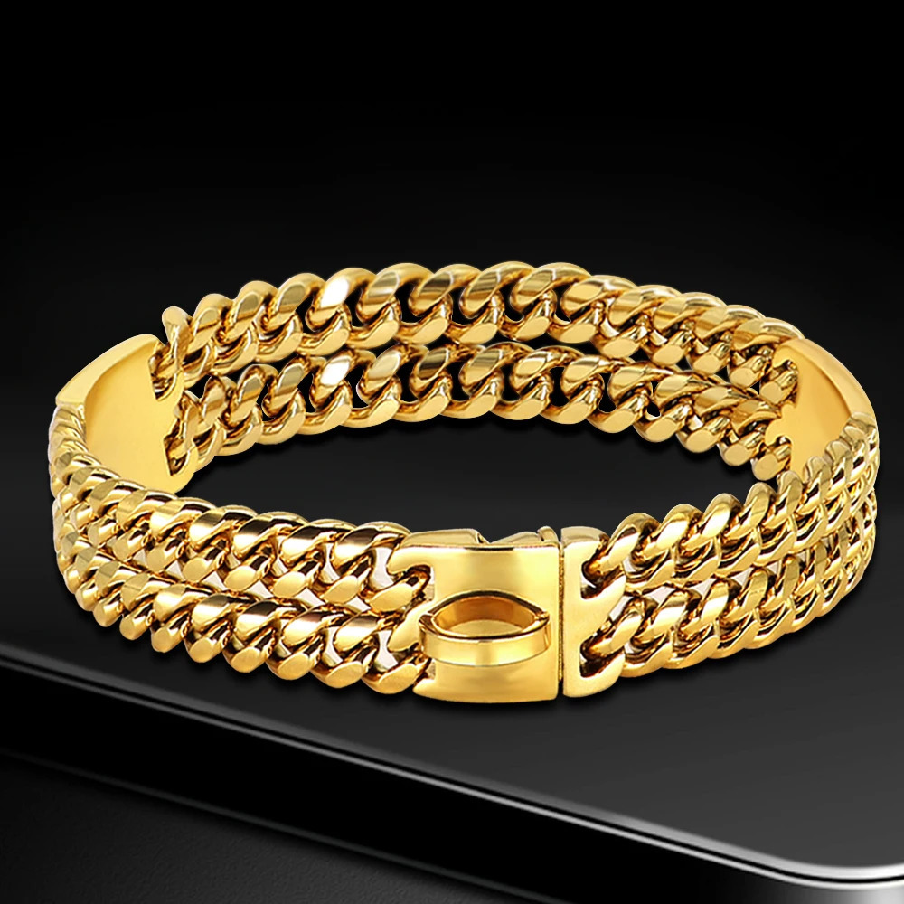 Pet Dog Chain Collar y Metal Material 25cm Wide Stainless Steel Bulldog Accessories 240913