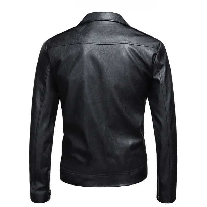 Black White Faux Leather Jacket Spring Autumn Slim Fit Mens Motorcycle Jacket With Zipper Casual Male Coat Outerwear Tops W251023