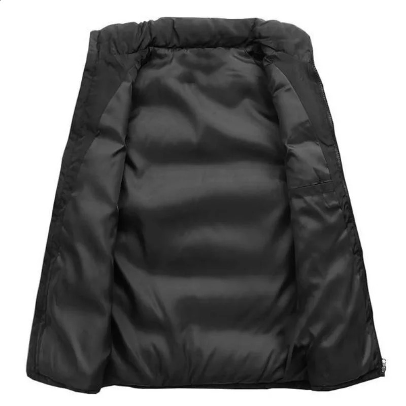 Customise your Men Waistcoat Down Jacket Autumn Winter Thick Stand Collar Sleeveless Coats Jackets Solid Color Cotton Vest 240912
