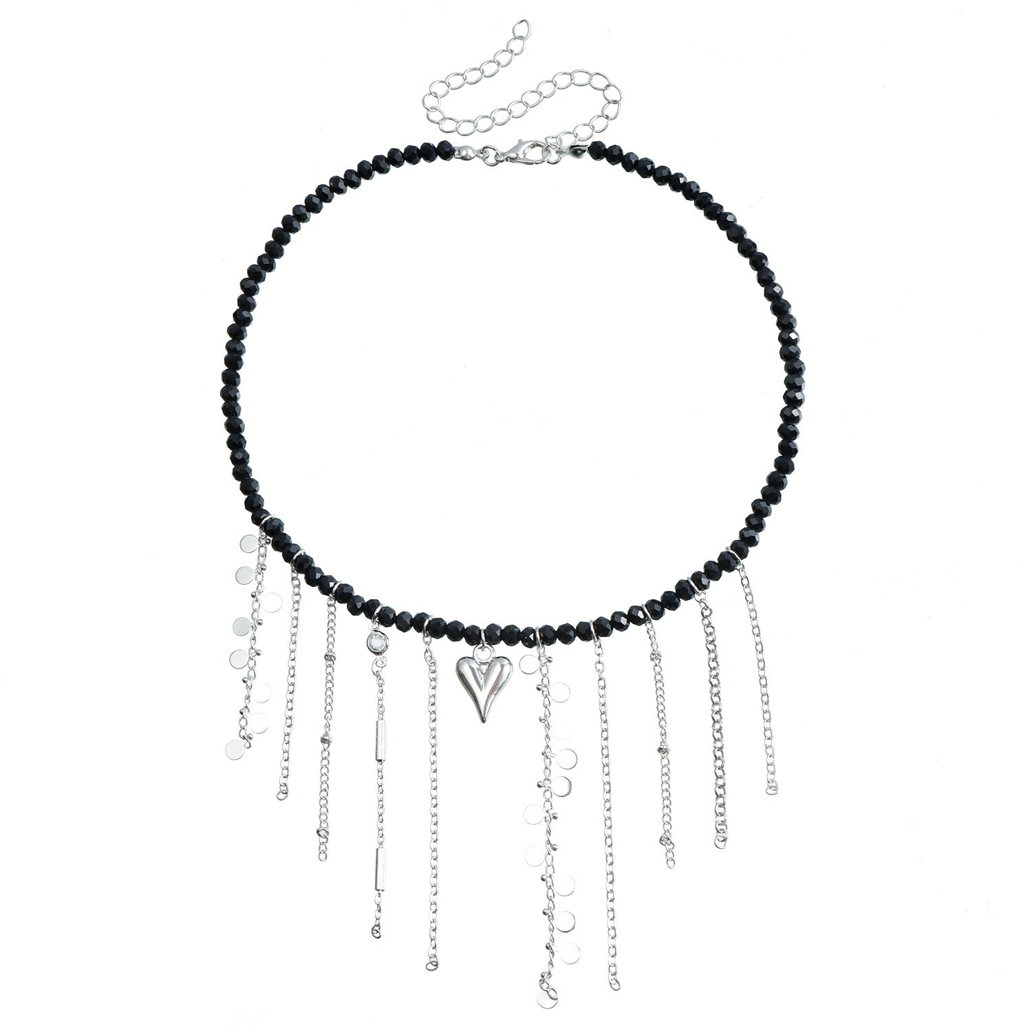 White Beads Pendant Choker Necklaces For Women Heart Tassel Classic Stainless Steel Silver Jewelry Ladies Party Birthday Wedding Gifts Elegant America