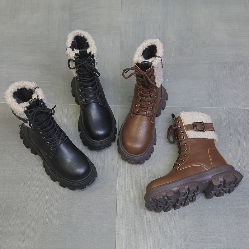 2024 new autumn and winter veet thickened Martin thick soled short boots