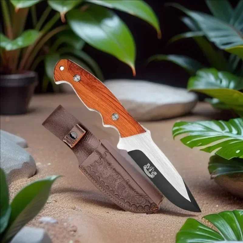 Portable camping survival knife small straight knife with sharp edges outdoor knife handmade meat knife (including knife cover) W240918