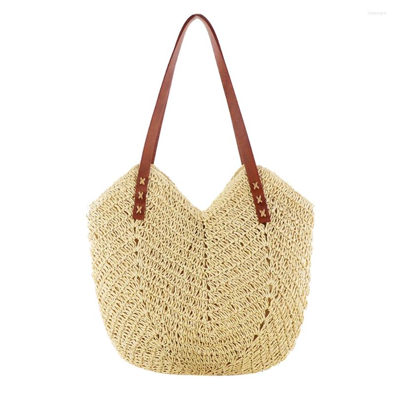 2025 NEW Drawstring Fashion Women Straw Handbag Hand Woven Shoulder Bag Travel Beach Hollow Totes Casual Handbags For zhanyishengli