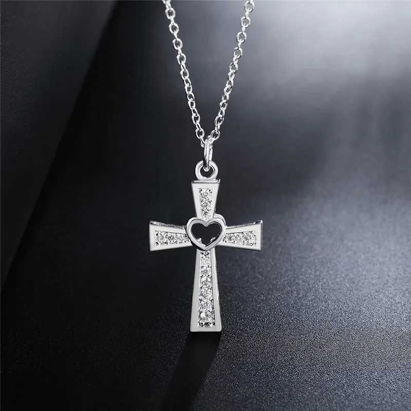Promotion 925 sterling silver beautiful fashionable elegant and charming crystal cross pendant CZ zircon beautiful necklace jewelry W240918