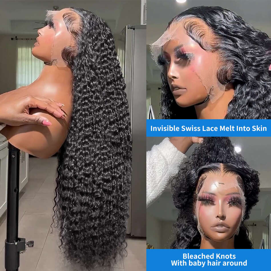 Xcurly 250 Density Water Curly 13X6 HD Transparent Front Human Hair Wigs 30 40 Inch Deep Wave 13X4 Lace Frontal Wig For Women