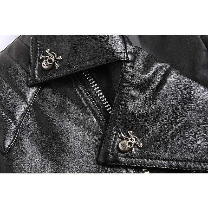 Mens Punk Leather Jacket Fashion Skeleton Rivet Car Leather Coat Casual PU Motorcycle Leather Coat W240918