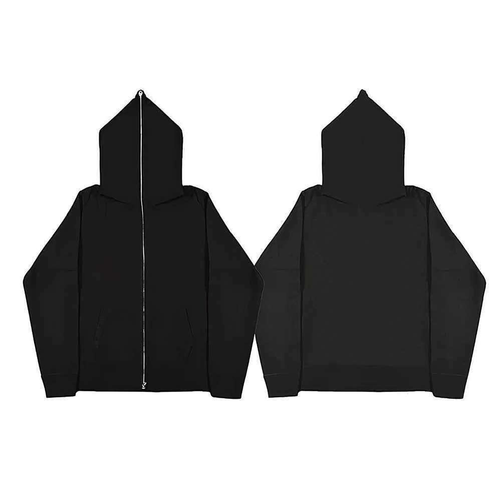 Autumn Fleece Mens Hoodies Streetwear Full Zipper Sweatshirts Loose Casual Full Zip Up Jacket Unisex Solid Color CoatsX240918
