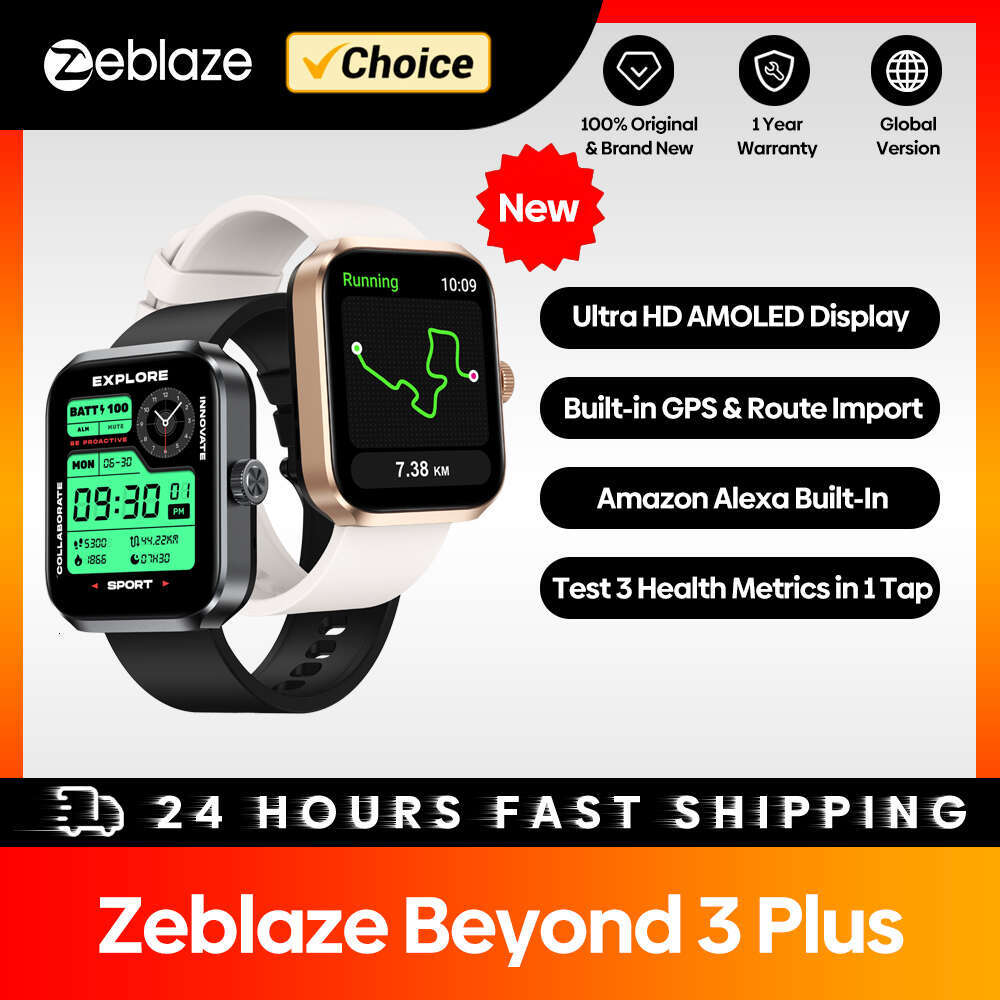 Zeblaze Beyond 3 Plus GPS Smart Watch 1.78 '' Affichage AMOLED intégré Alexa Make / Recevoir Appels téléphoniques 3ATM Smartwatch