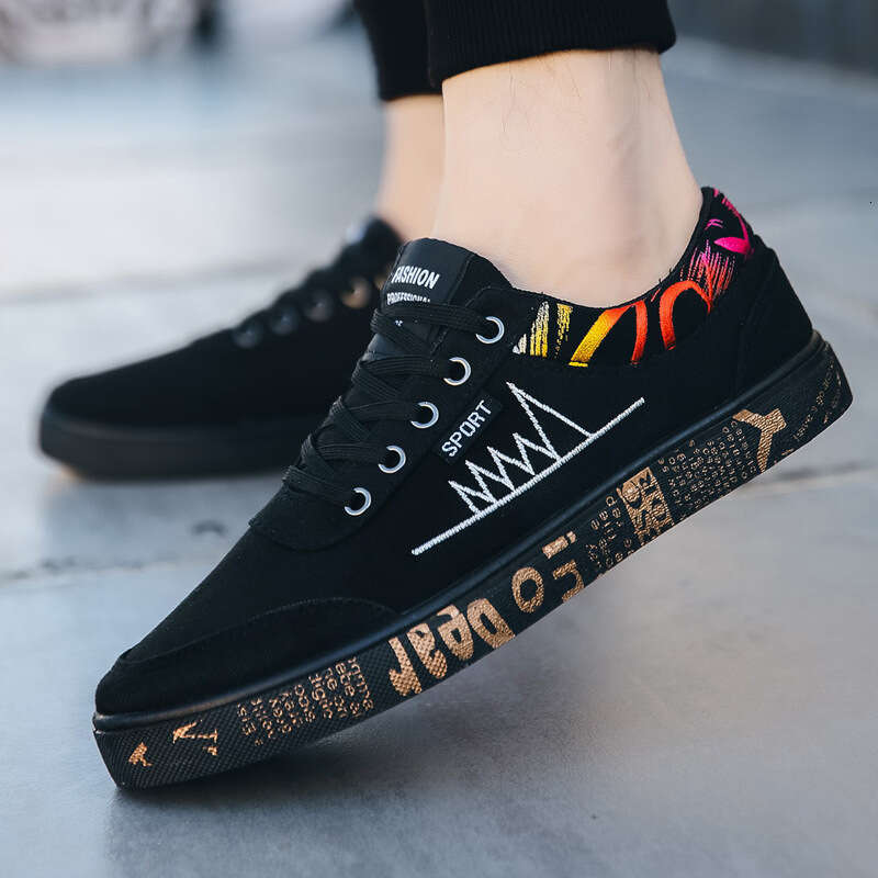 Graffiti Canvas Men Breathable Flat Casual Shoes Outdoor Comfortable Walking Sneakers New Student Shoe atos Hombre