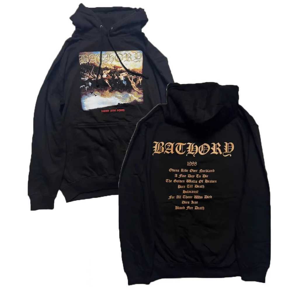 Black Heavy Metal Band Bathory Hoody Tops Mens Hoodies Hooded Y2k Vintage Hip Hop Streetwear Hoodie Oversized Zip-up Hoody CoatsX240918