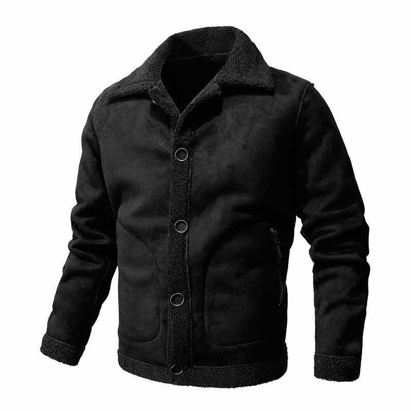 2023 Autumn/Winter Circle Collar Youth Solid Color Fur Mens Casual Set Plush Fur W241213