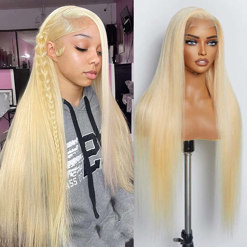 Blonde Frontal Human Hair 613 HD Transparent Bone Straight 13X4 Brazilian Remy Lace Front Wig For Women