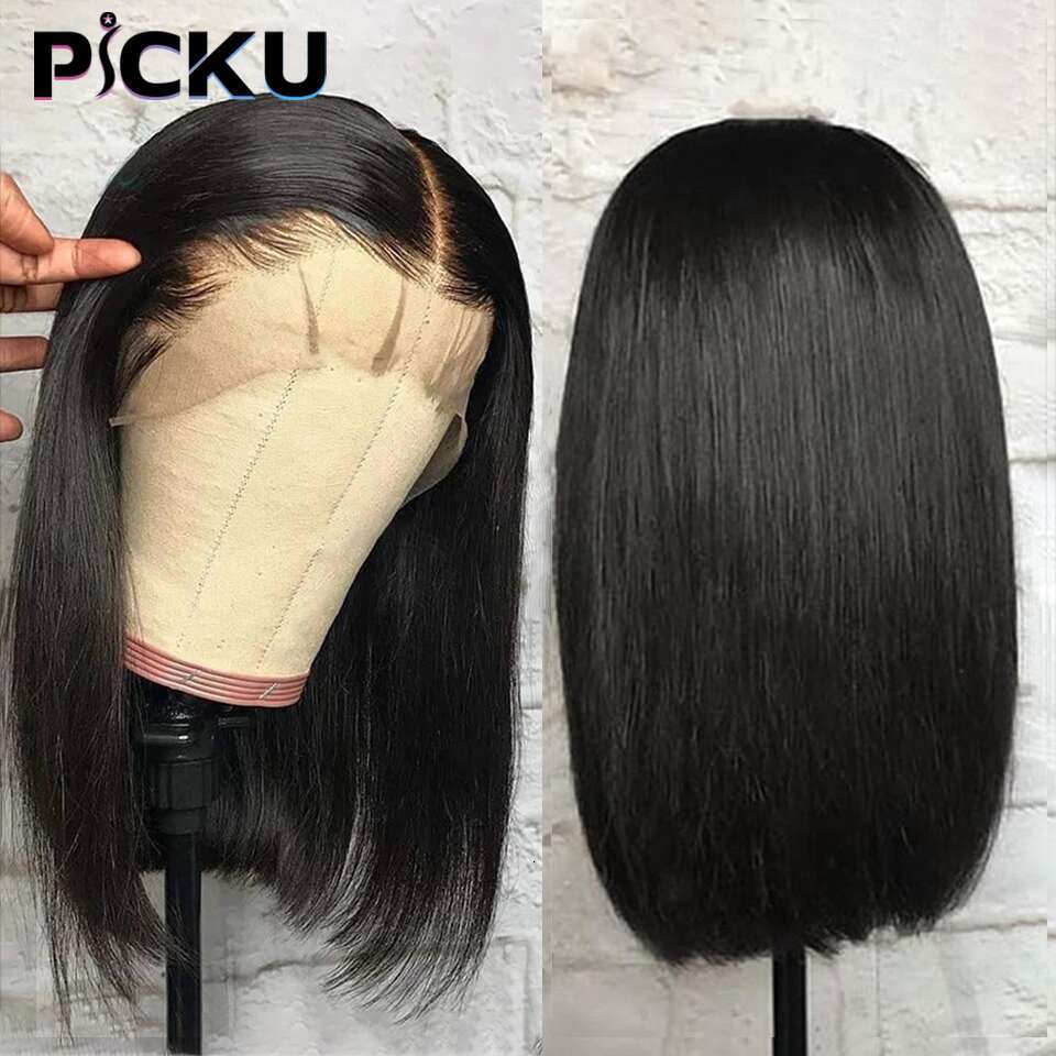 Bone Straight Bob Front For Women Pre Plucked 13X4 Transparent Lace Frontal Wig Short Wigs Human Hair