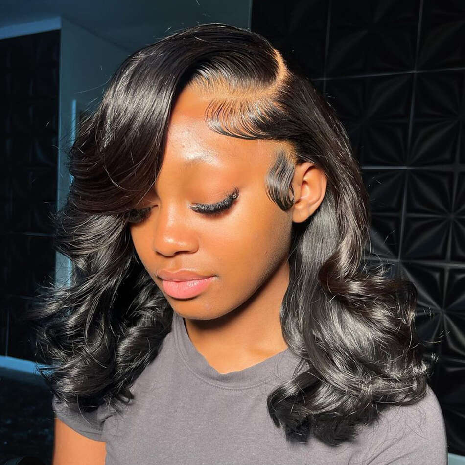 250 Density Body Wave Transparent Short Bob 13X4 13X6 Front Human Hair Wigs 5X5 Pre Plucked Remy Lace Frontal Wig For Women